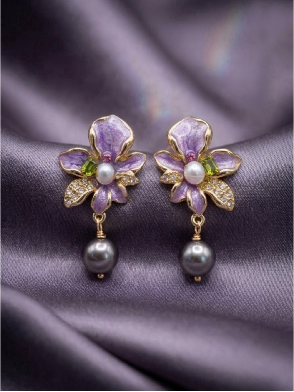 Pearl Earrings Flower Molten Museum Solanales VTG Baroque Gold Sculptural Boho